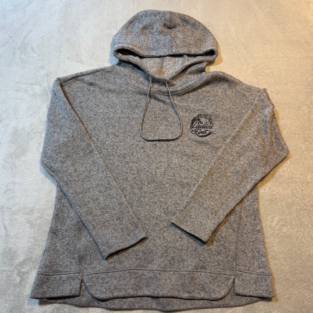 St Johns Bay Active Womens Large Grey Disc Golf Ladies First Hoodie RN93677
